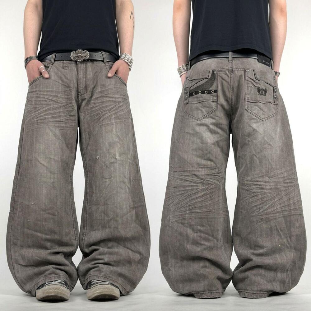 Vintage y2k fusai grunge archive baggy wide leg faded brown cyber jeans